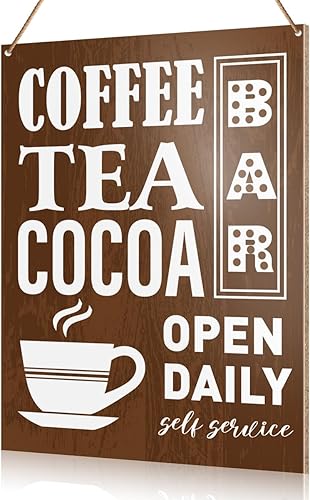 UDNADKEX Letrero colgante para barra de café y té, decoración de pared para el hogar, cocina y café
