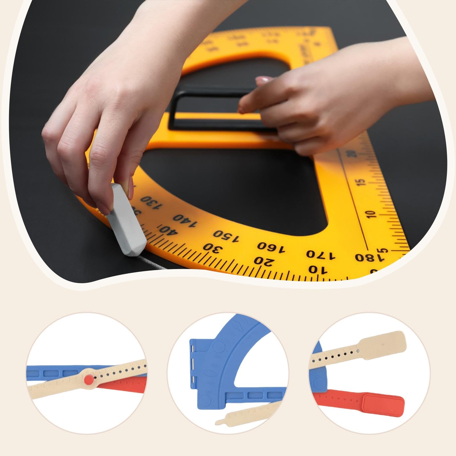 Kątomierz braille'owy, narzędzie matematyczne do geometrii, linijka, artykuły piśmiennicze, instrument do rysowania, materiały edukacyjne, narzędzie edukacyjne do biura i