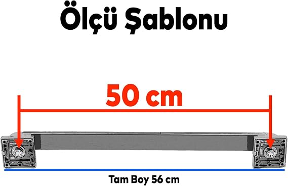 Badem10 Bersel Çekme Kolu Çelik Kapı Dış Kapı Kolu Tutma Kulbu Siyah Kulp 50 cm