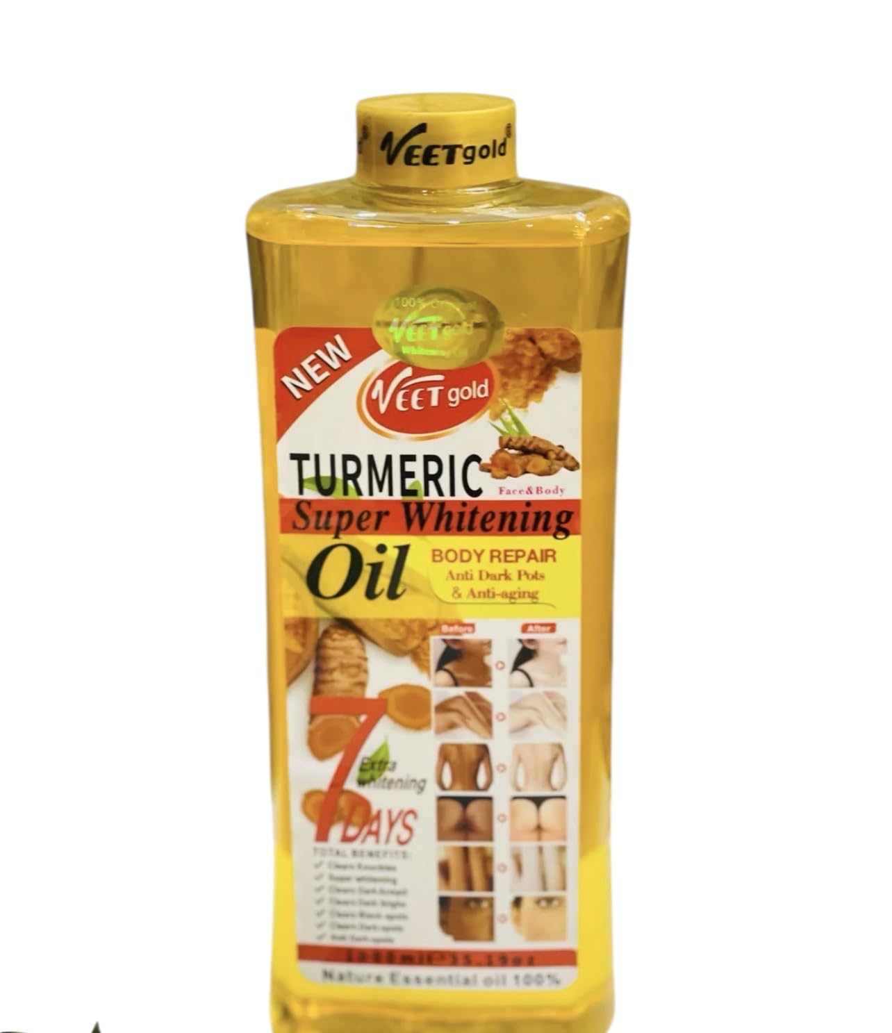 Cosmetics Skin-Tone Enhancing Oil, Organic Full Body Oil, Effective Gluta, tumeric Seed, & Almond Oil Blend for Dark Skin, Nourishing Face Oil & Vitamin C, and E, 1000 ml