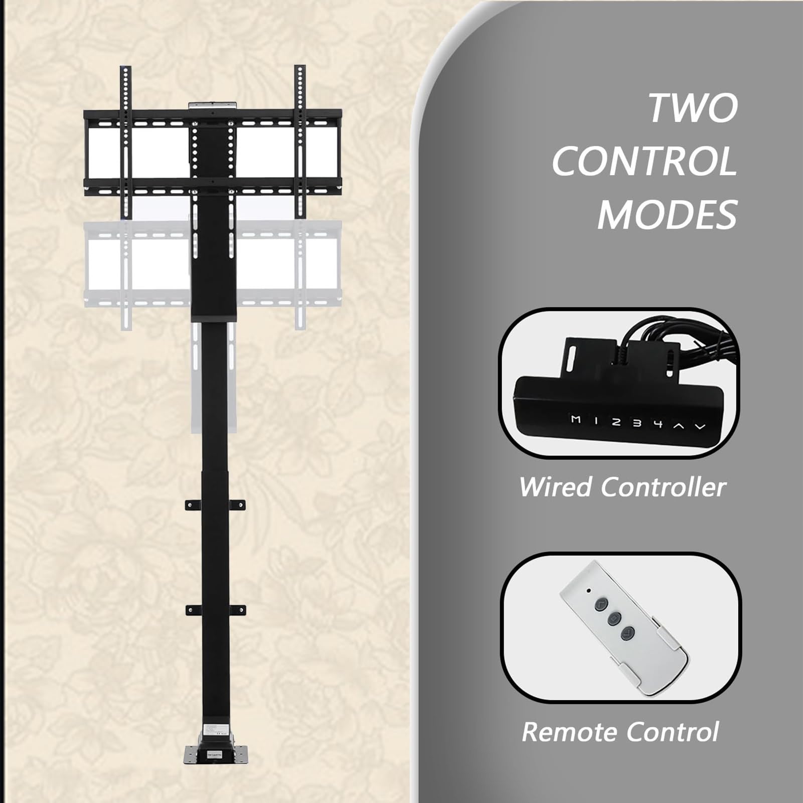Soporte de TV de Techo motorizado Ajustable, Soporte de Pared para TV, Compatible con la mayoría de televisores de 26 a 70 Pulgadas, con Control Remoto e Interruptor, 730-1730 mm (900)