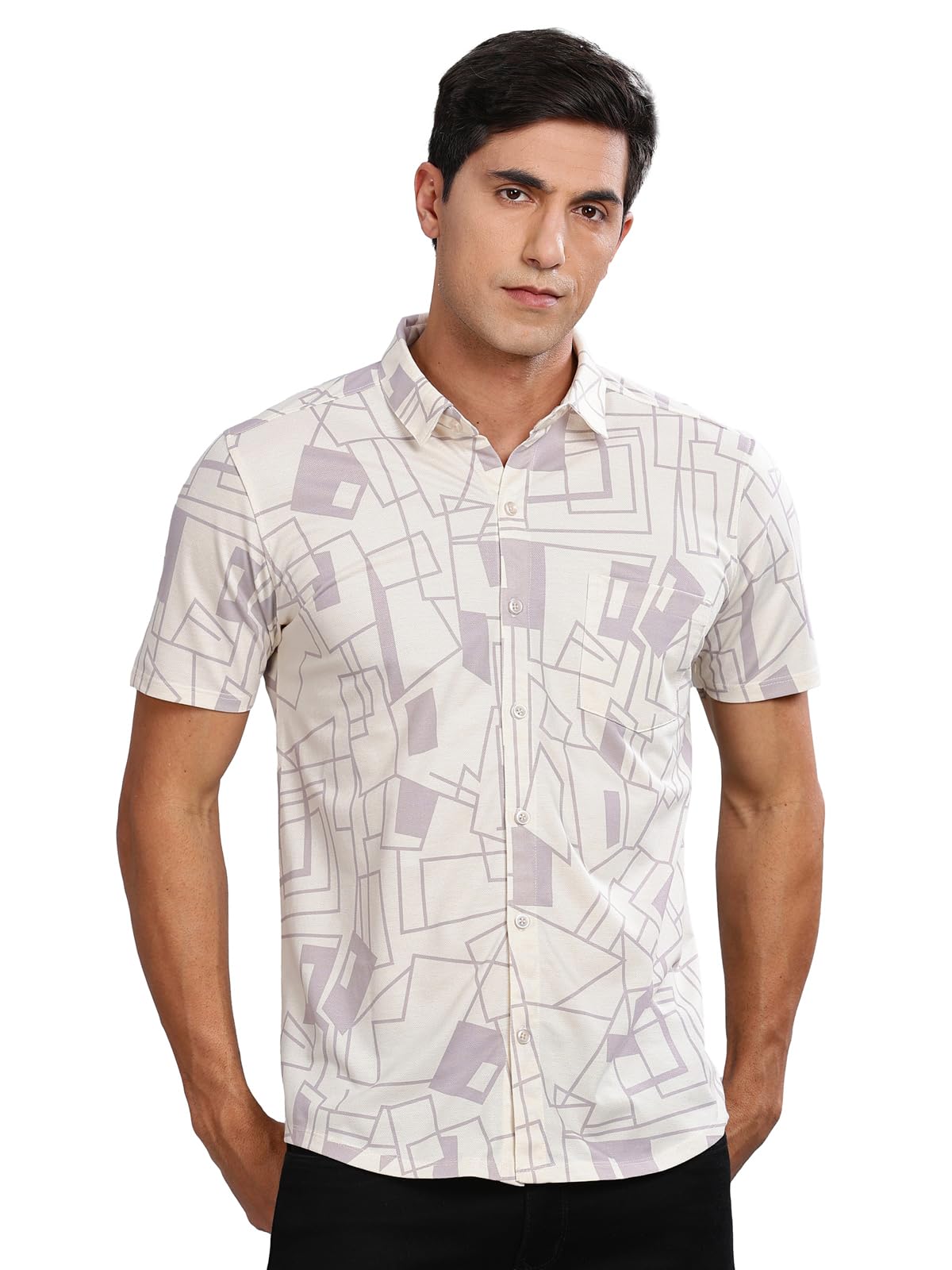bullmer Trendy Regular Fit Printed Half Sleeve Shirt for Men-picture-14
