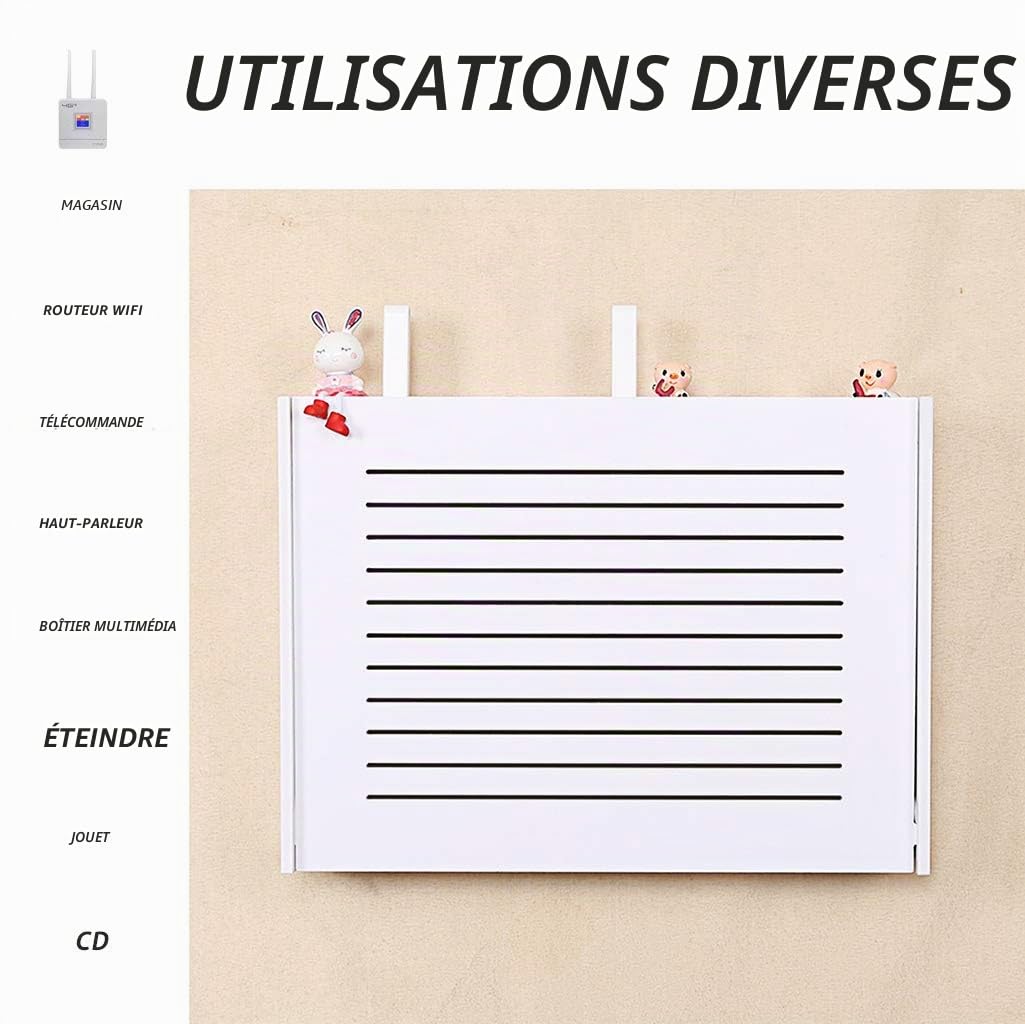 Storage Boxes Boîte de Rangement de routeur sans Fil sans poinçon Rack WiFi Rack Mural décoratif boîte Rack créatif Blanc décoratif Flottant Rack