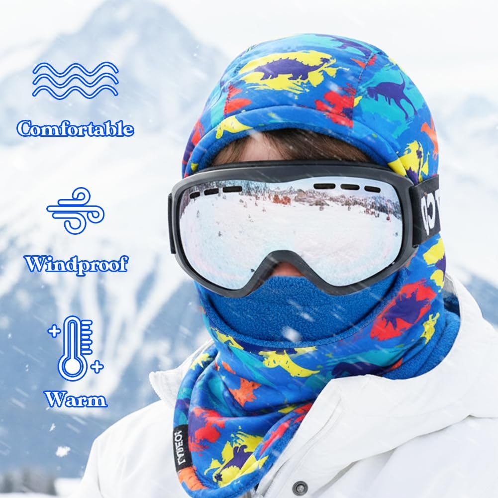 Labeol Kids Balaclava Winter Hat Ski Mask Windproof Thick Warm Fleece Face Cover with Adjustable Zippers for Boys Girls - Image 4