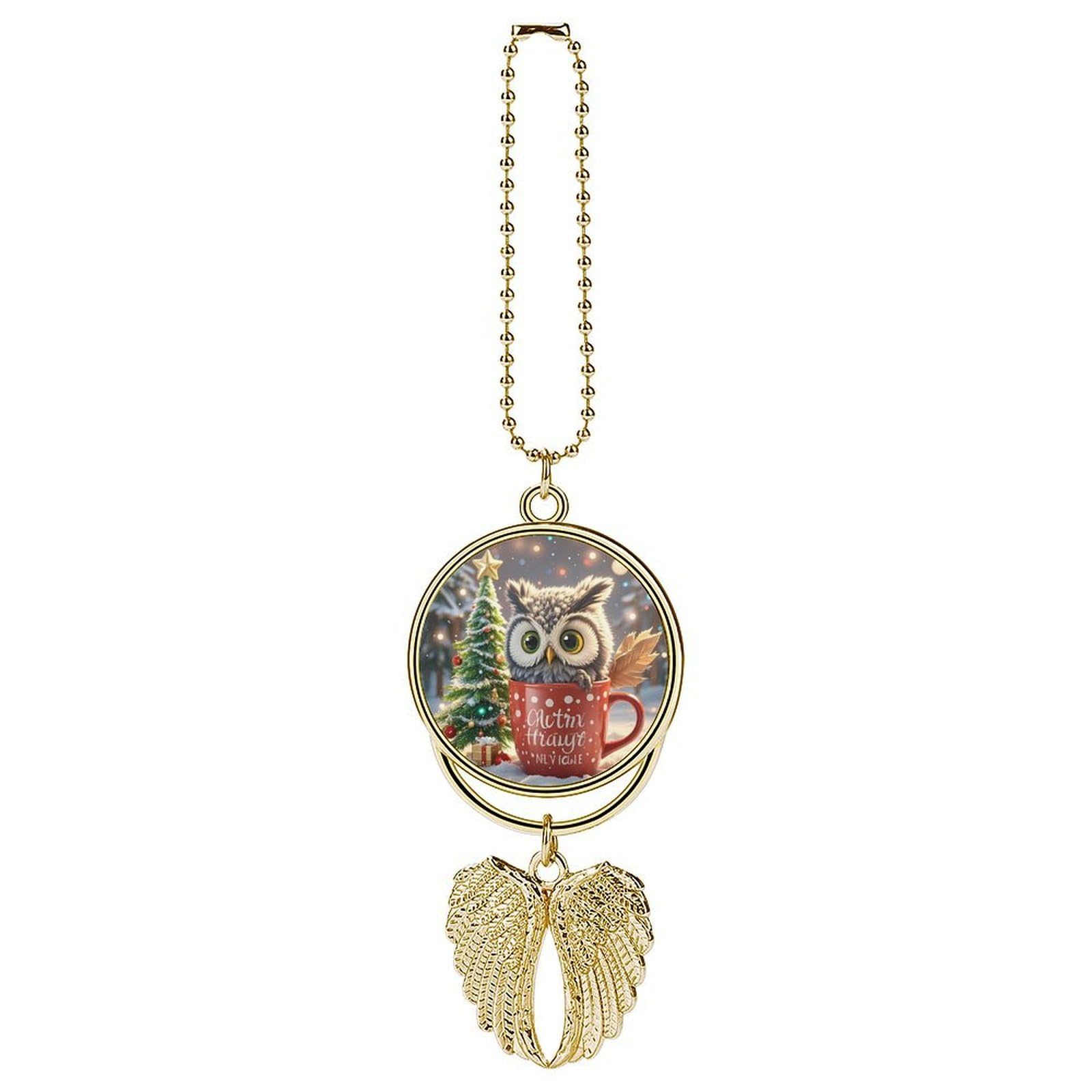 Owl Cup Car Pendant Hanging Swing Auto Rear View Mirror Hanging Car Rear View Mirror Charm Truck Hanger Ornament Charm for Car Rear View Mirrors Accessories