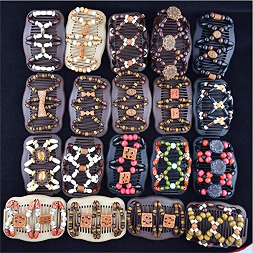 FUMUD Fashion Design Style Multi Butterfly Magic Wood Beading EZ Double Clips Hair Slide Combs Hair Accessories (10pcs)