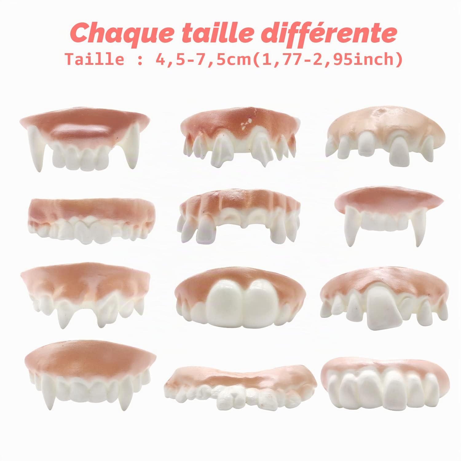 ALLY-MAGIC Gnarly Teeth Y4-GGJYTZ Lot de 12 fausses dents moches pour Halloween, bal masqué, fête, 12 styles