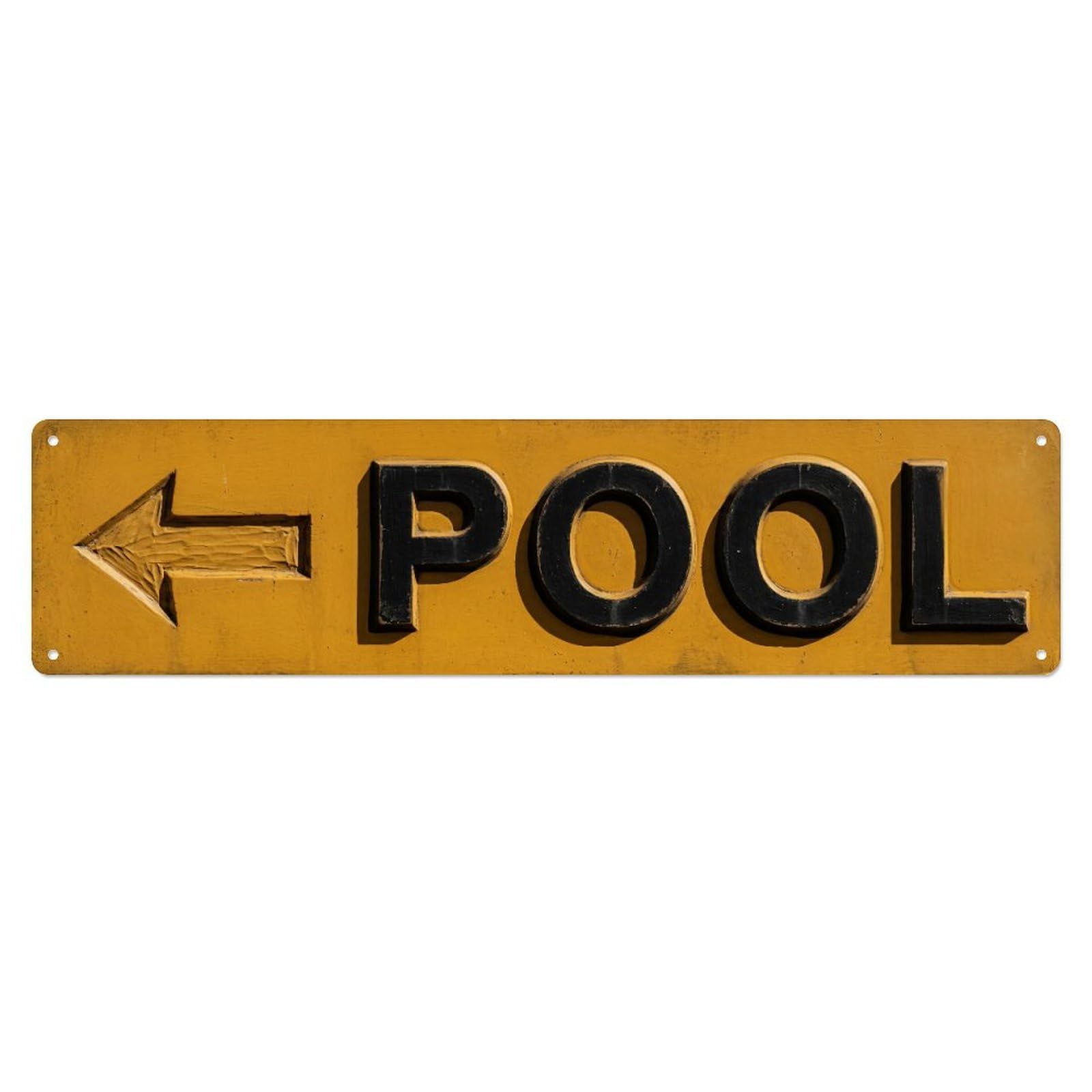 Swimming Pool Mustard Yellow Metal Tin Skinny Sign Plaque Wall Decor for Cafe, Club Bar, Office, Home Garden Metal Poster 4x16Inch