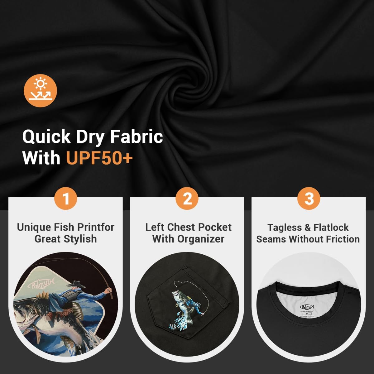 Palmyth Fishing Shirts for Men Short Sleeve Sun Protection T-Shirts UPF 50+ Rash Guard Tee - Image 5