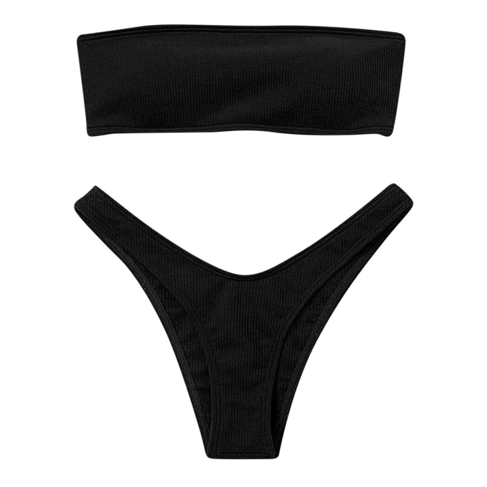 Kwatieh Traje Mujer Elegante Dos Piezas BañAdores con Aros Bikini para Mujer Sujetador Bikini Talla Grande BañAdor Palabra De Honor Mujer Top Bikini Talla Grande Traje BañO Mujer Braga Alta Bikini