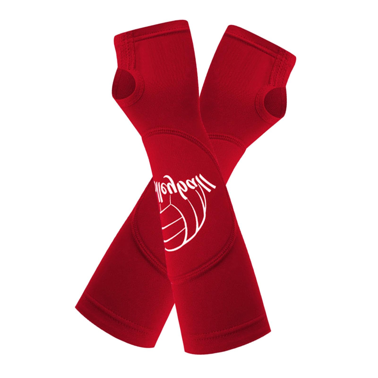 Manicotti per braccio da pallavolo, imbottiti, elastici, imbottiti, per pallavolo, M, colore: rosso