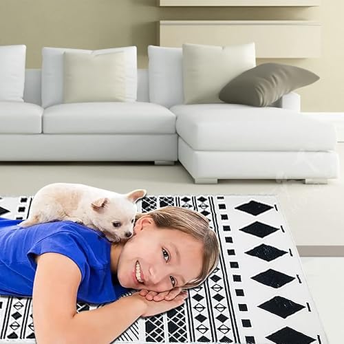 Miniatura 6 de Alfombra geométrica bohemia – Alfombra pequeña de 2 x 3 pies para entrada, marroquí, antideslizante, envejecida, lavable, para puerta, baño