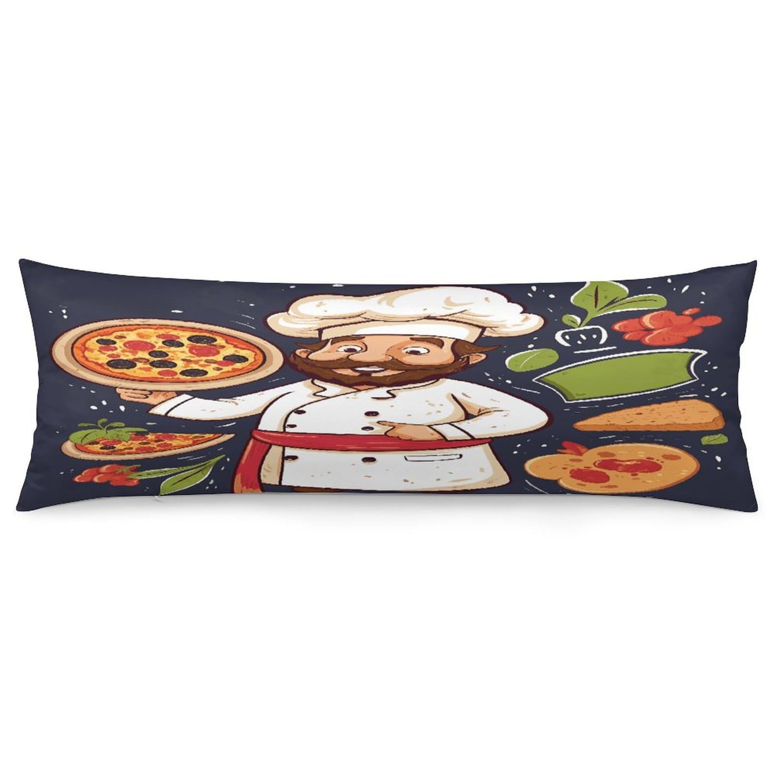 Chef Pizza Throw Pillow Cover Soft Lumbar Pillow Covers with Zipper Breathable Rectangular Cushion Case Polyester Pillow Case Decorative Body Pillow Cover for Couch Bed