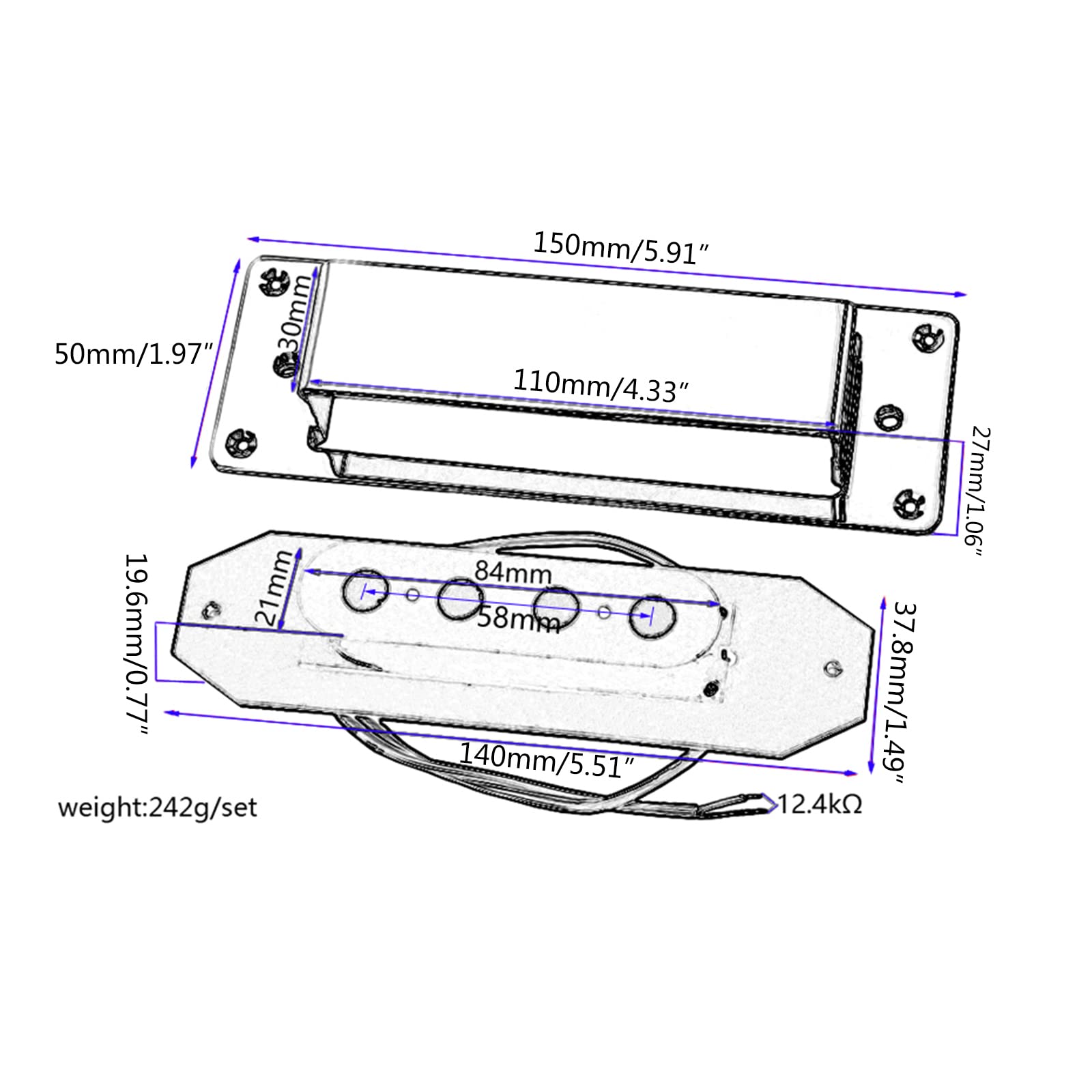 Ceramiczne elektryczne przetworniki basowe Humbuckery Czterostrunowy Elektryczny przetwornik basowy Gorące Humbuckery Części Hot
