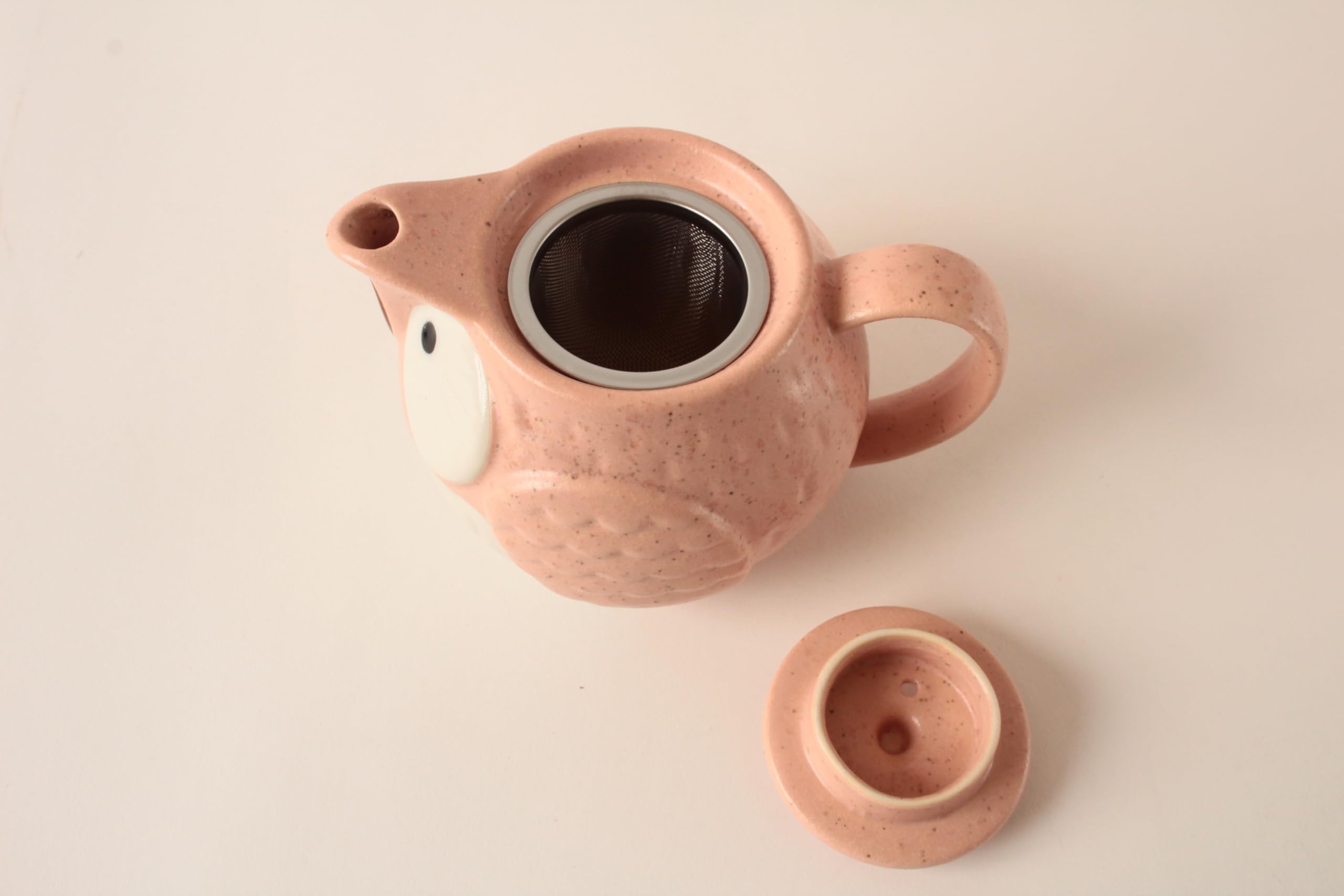 Mino ware CPK104 - Teiera giapponese in ceramica a forma di gufo Kyusu, realizzata in Giappone (importazione giapponese), CPK104 (rosa garofano)