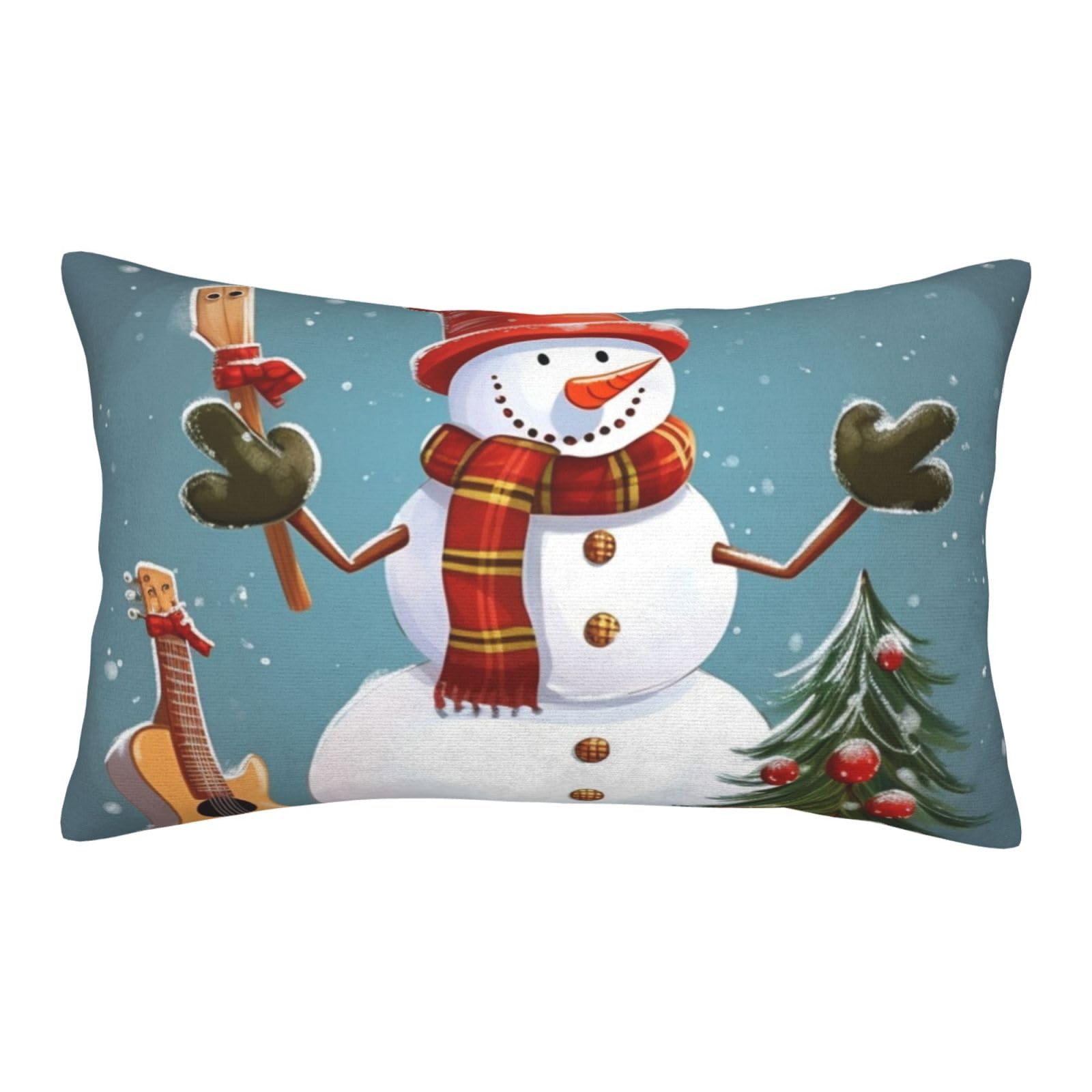Velvet Pillowcases 20"x30" Ultra Soft Breathable Pillow Cases, Luxury Fuzzy Throw Pillow Covers with Zipper, Christmas Snowman Pillow Shams All Seasons Decorative Cushion Cases for Couch