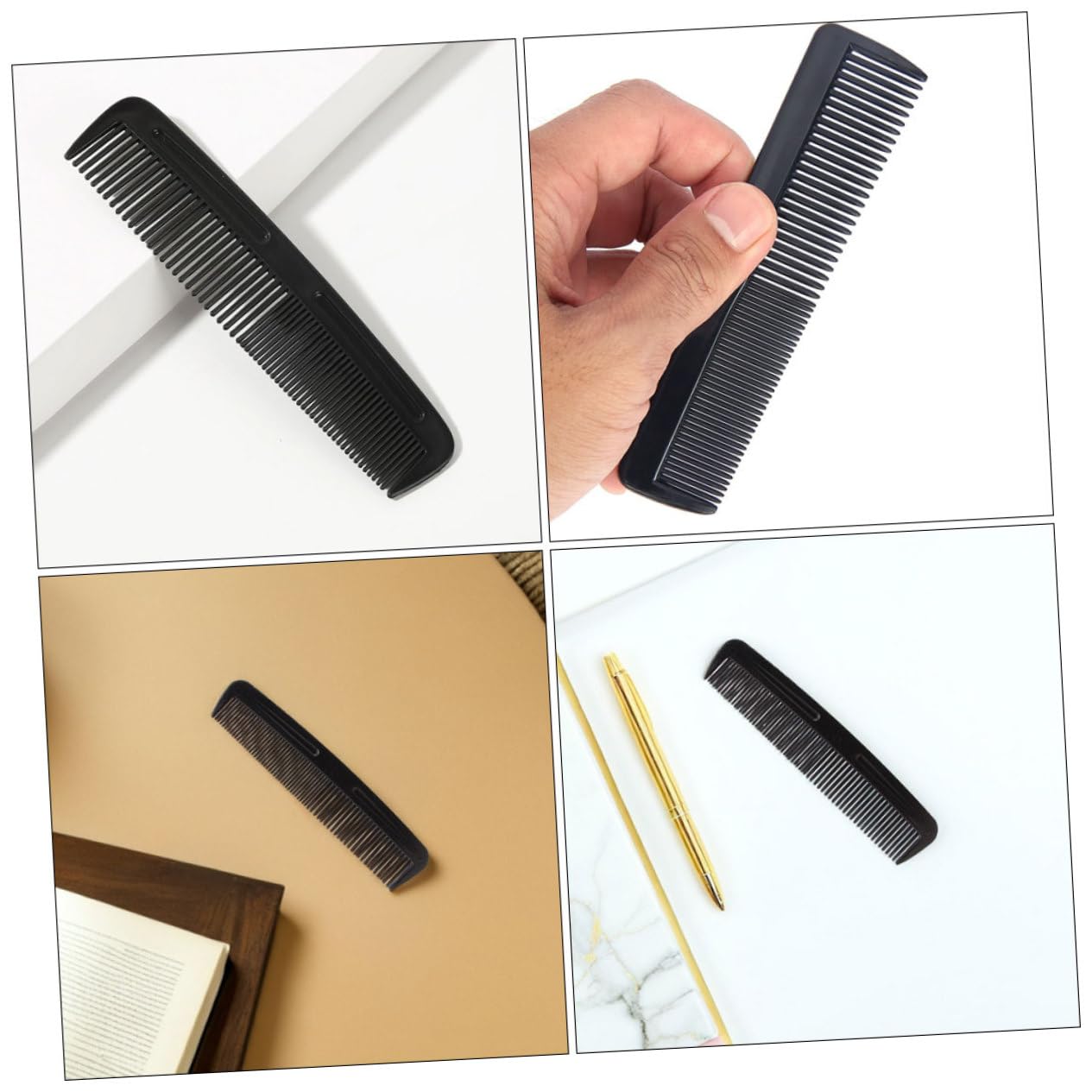 Ipetboom Peines de Bolsillo Diseño de Doble Dentado Negros de Plástico 200 para Peinar el Cabello, Viaje y Uso Exterior, Hombres y Mujeres
