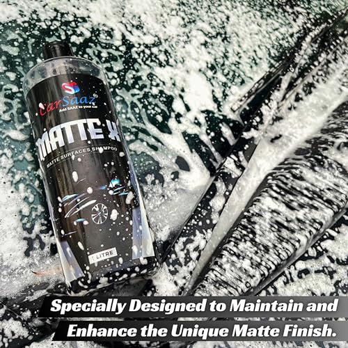 Image of CAR SAAZ Matte X Car & Bike Matte Wash Shampoo (1 Ltr) | Shampoo for Matte Painted Cars, Bikes | Safe for Matte Paint & Wraps | Wash & Shine | Protective, pH Neutral, Super Suds, Highly Effective