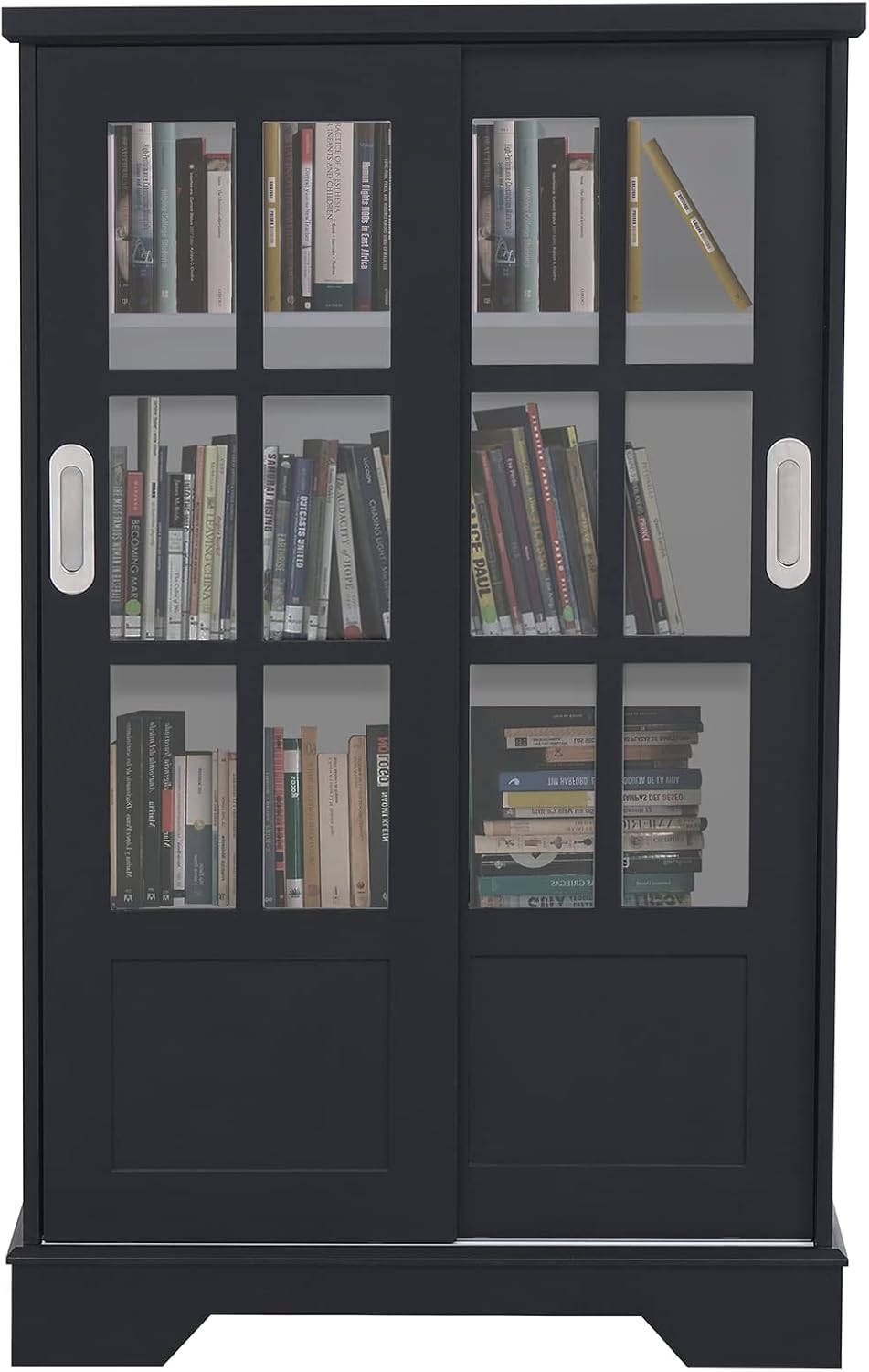 Erinnyees Bookcase with Sliding Door, Media Storage Cabinet with Sliding Door, Hold CD, DVD or Blu-ray Media, Collectables for Home, Living Room, Black : CDs & Vinyl