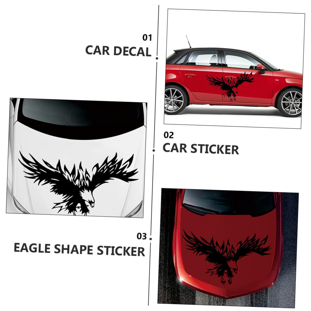 iplusmile 3pezzi Shape Car Decal Per Decorazione Auto Adesivo Creativo Per Tuning Auto Facile Da Applicare e Adatto Tutti Veicoli Nero