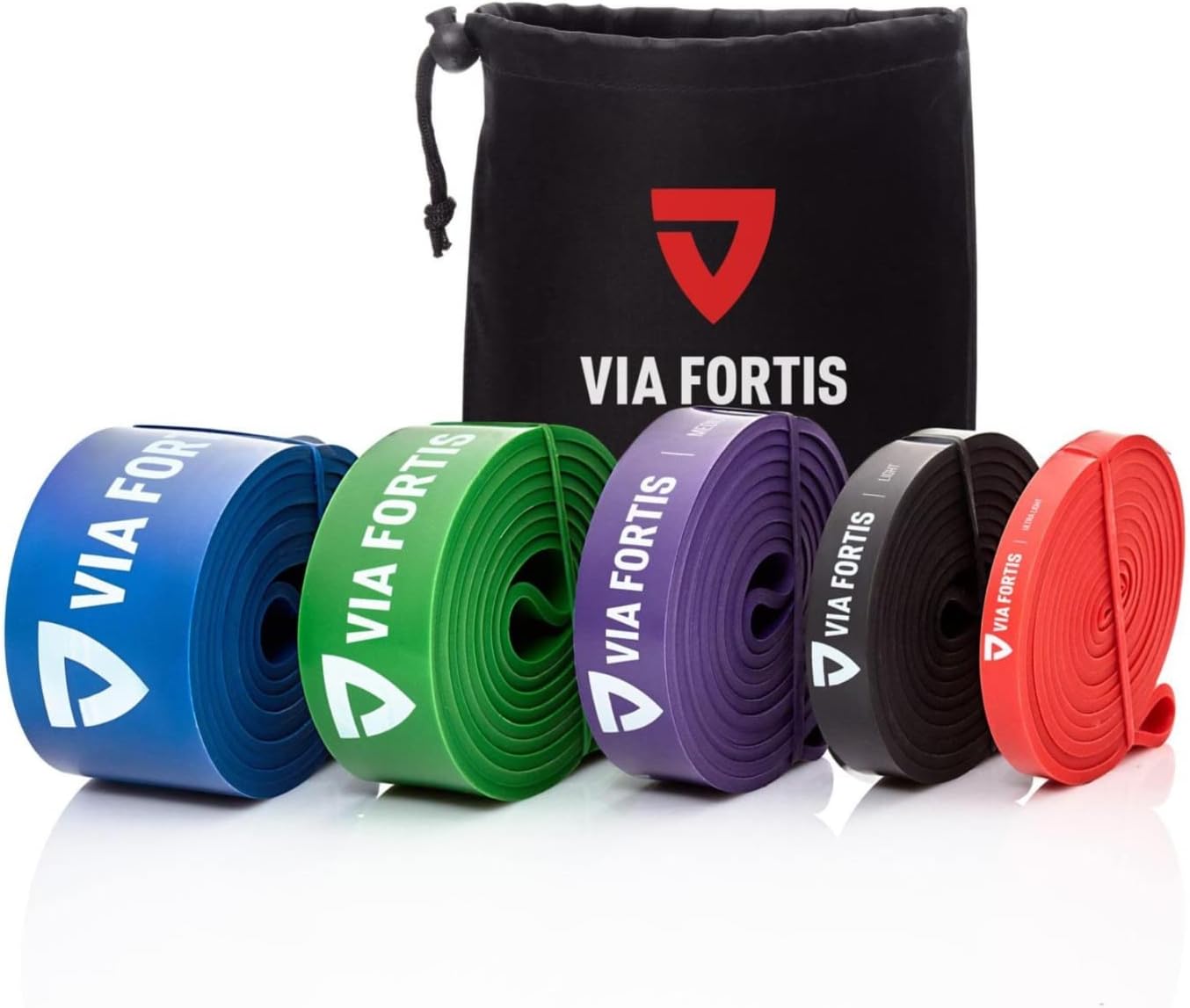 VIA FORTIS Premium Resistance Bands + Exercise Guide and Bag - Resistance Bands/Pull-Up Aid/Fitness Band/Training Bands for Fitness & Strength Training