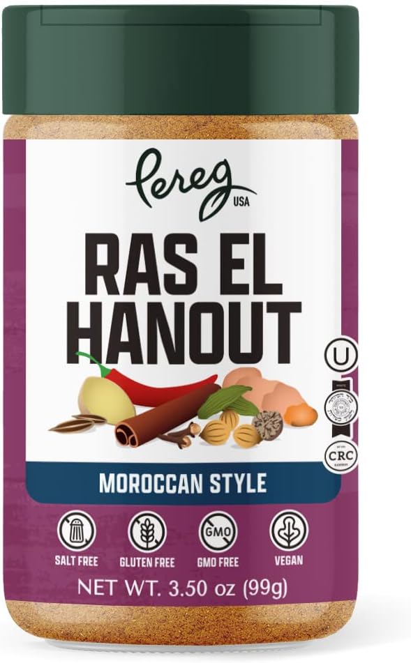 Pereg Ras El Hanout Moroccan Seasoning Spice Blend (3.5 Oz) - Mixed Spices - Non-GMO - Kosher Certified - Salt-Free, Sugar-Free