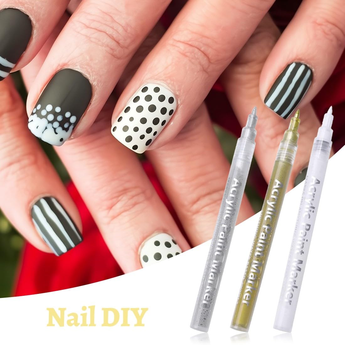 JEYORZY 3 Pcs Pennino 3D,Penne per French Unghie 3D,Penna Manicure,per Nail Art Fai da Te,Nail Art per Donne e Ragazze,Smalto Unghie,Linea Nail Art,Graffiti