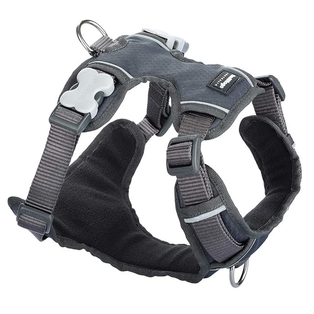 Red Dingo Arnés acolchado para perros liso, gris frío, extrapequeño de 12 mm
