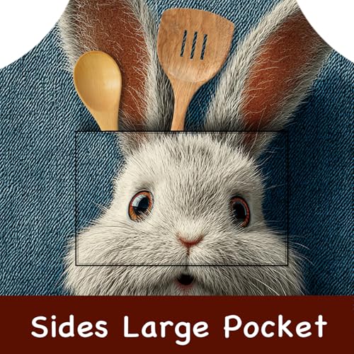 Image of Nuxovilar Polyester Cute Kitchen Apron with Pockets 26.7x30.7 Inches for Home Kitchen Baking Cooking Catering