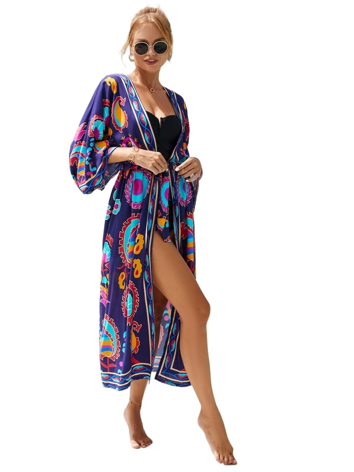Copricostume Donna Kimono Costume da Bagno Vestito Vacanza Estiva for Donna Abito Spiaggia Lungo for Piscina Copricostume colorato for Costumi