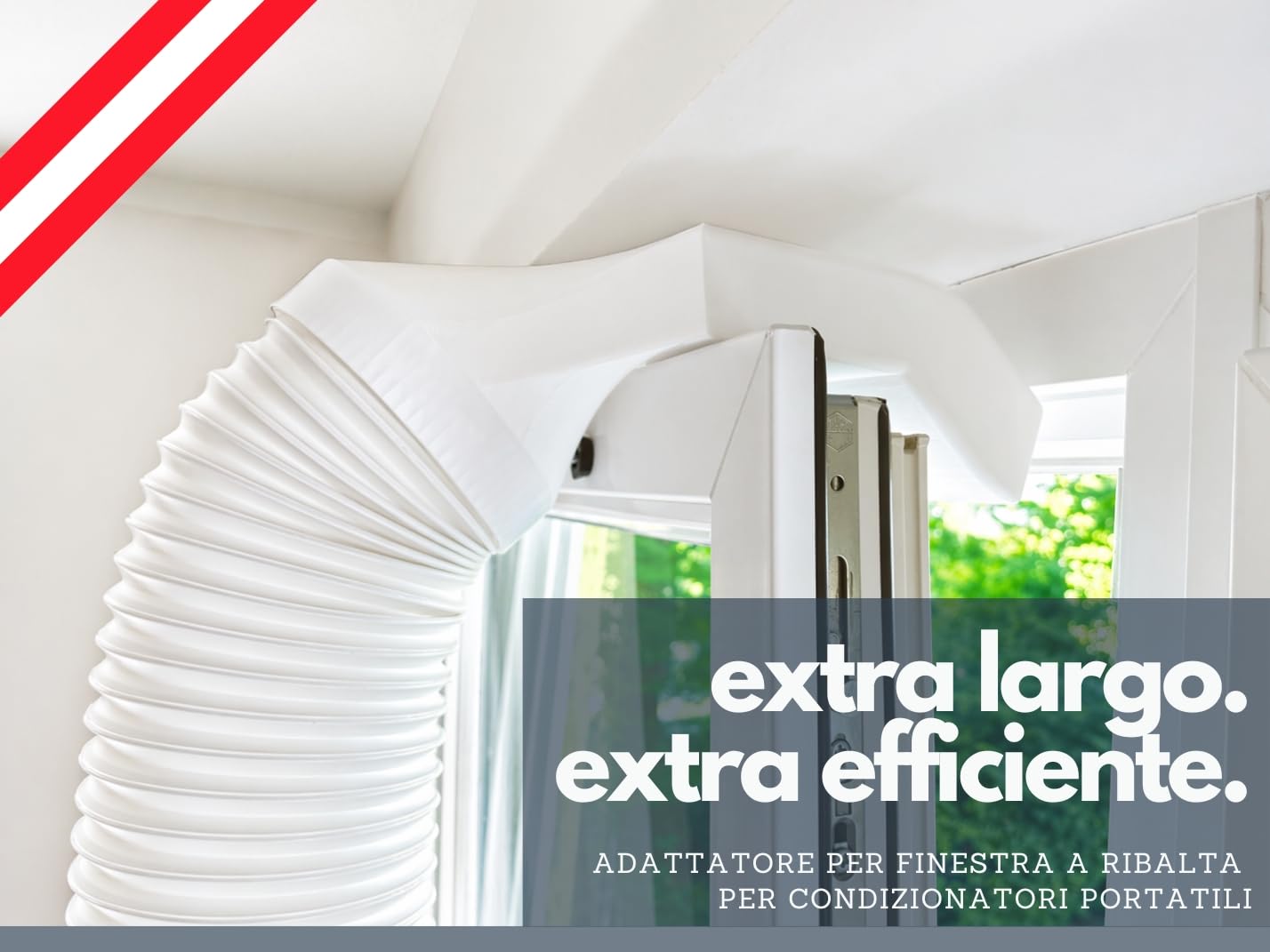 Adattatore Finestra 35cm Condizionatore Portatile – Compatibile con Pinguino, De'Longhi, Olimpia – Tubo 150mm – Per Lucernari e Vasistas – Universale