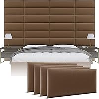 Vista 23 de Cabeceras tapizadas Vänt - Paneles de pared para montar en la pared tamaño Queen/Full - Champán neutro metálico - Juego de 4 paneles