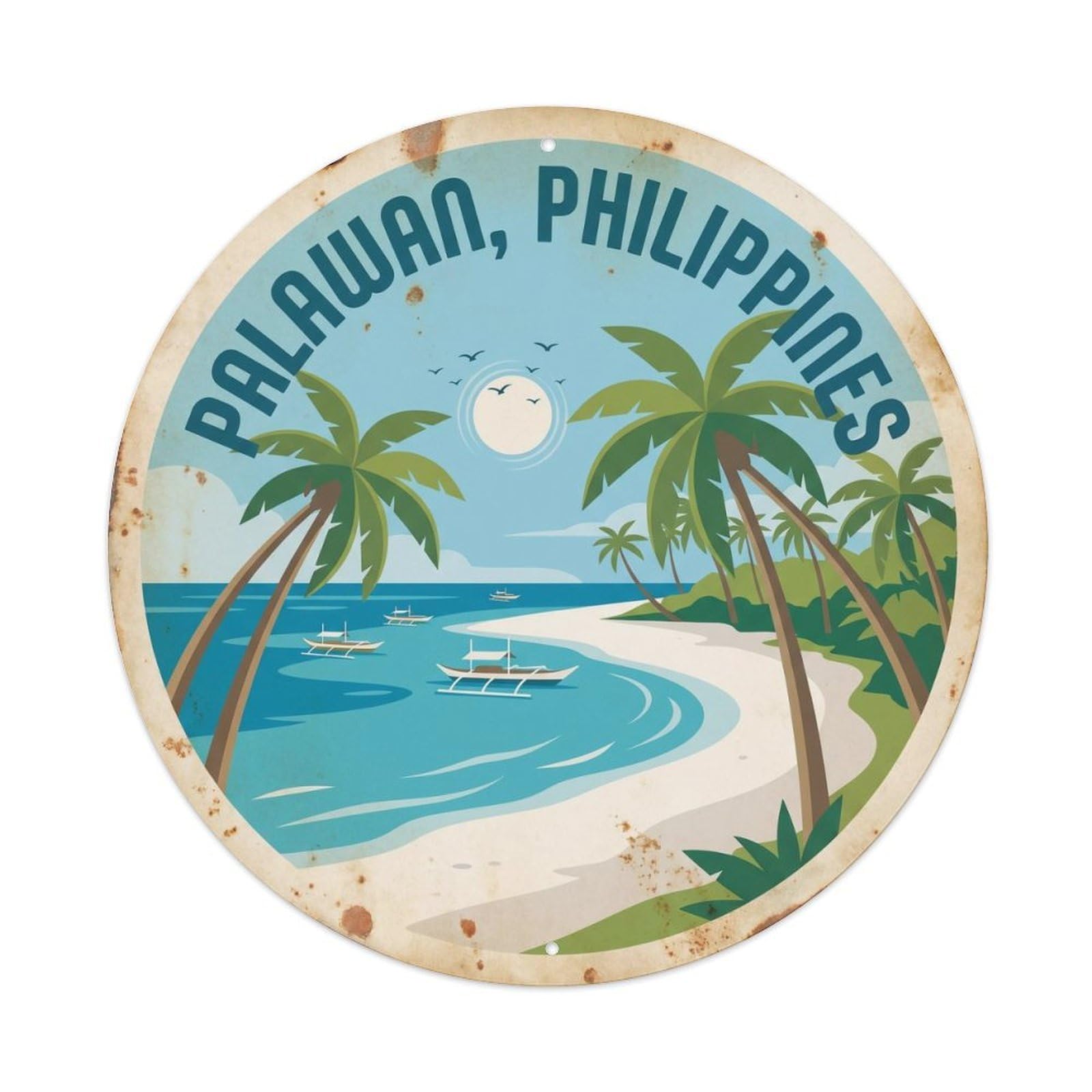White Beach Limestone Coast Island Hopping Metal Tin Sign