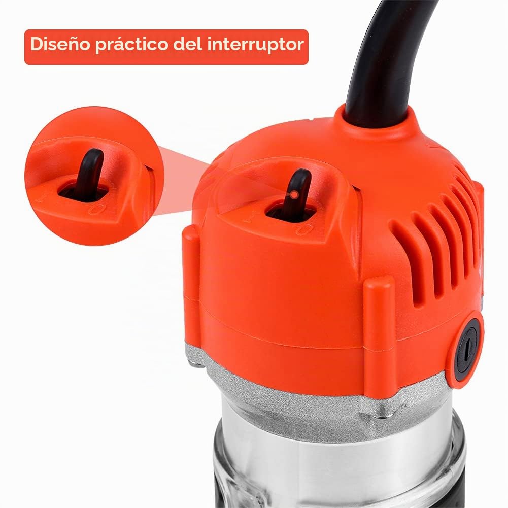 Fresadora Madera, Fresadora para Madera Eléctrica 30000R/min 800 W 220 V Herramienta de Enrutador de Palma de Madera, Fresadora de Cantos Recortadora Eléctrica para Trabajos de Artesanía en Madera