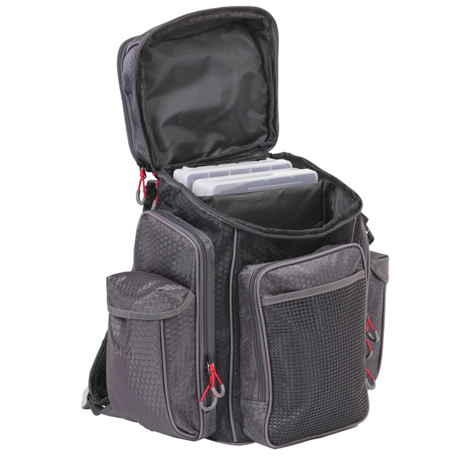 Westin W4 Backpack Plus 2 Boxes Large Titanium Black - Angeltasche, Kunstködertasche, Tasche für Kunstköder, Köderbox, Ködertasche zum Spinnfischen
