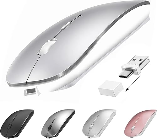 Ratón inalámbrico Bluetooth USB C para MacBook Air Pro iMac Laptop Computer, Ratón C silencioso inalámbrico recargable para Mac DesktopiPadSurface