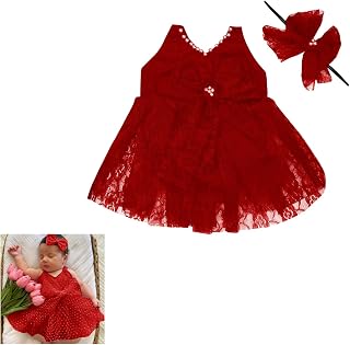 The Root And Craft Kids Birthday Photoshoot Outfit Bodysuit Dress Baby Net Rmper Infant Girl's Lace Romper with Headband, ... Price In India