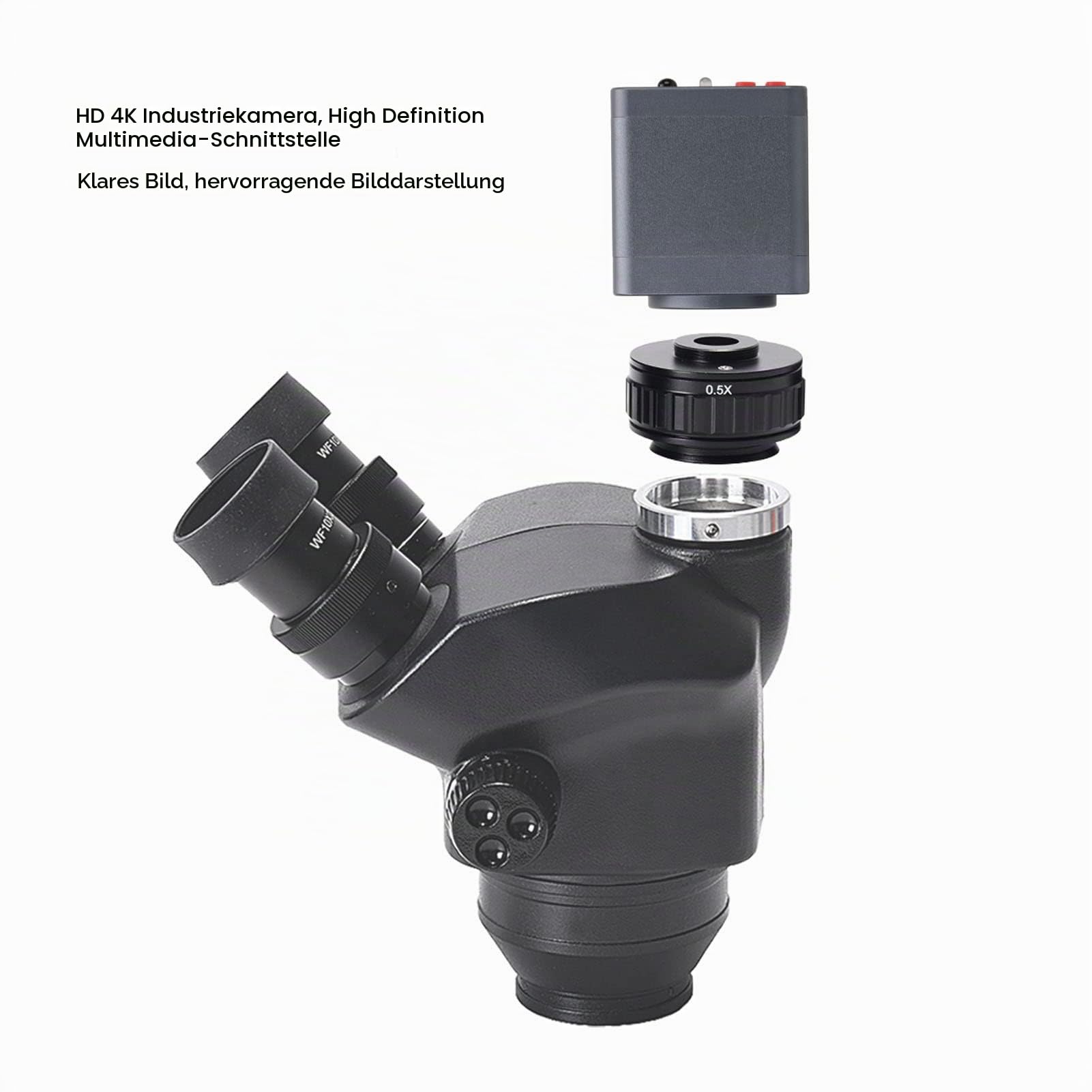 Industrielle Mikroskopkamera, 41MP 4K 2160P 1080P HDMI USB Digitale Videomikroskopkamera mit C-Mount-Adapterobjektiv Tragbares Mikroskop, Kompatibel mit Windows für Leiterplatten