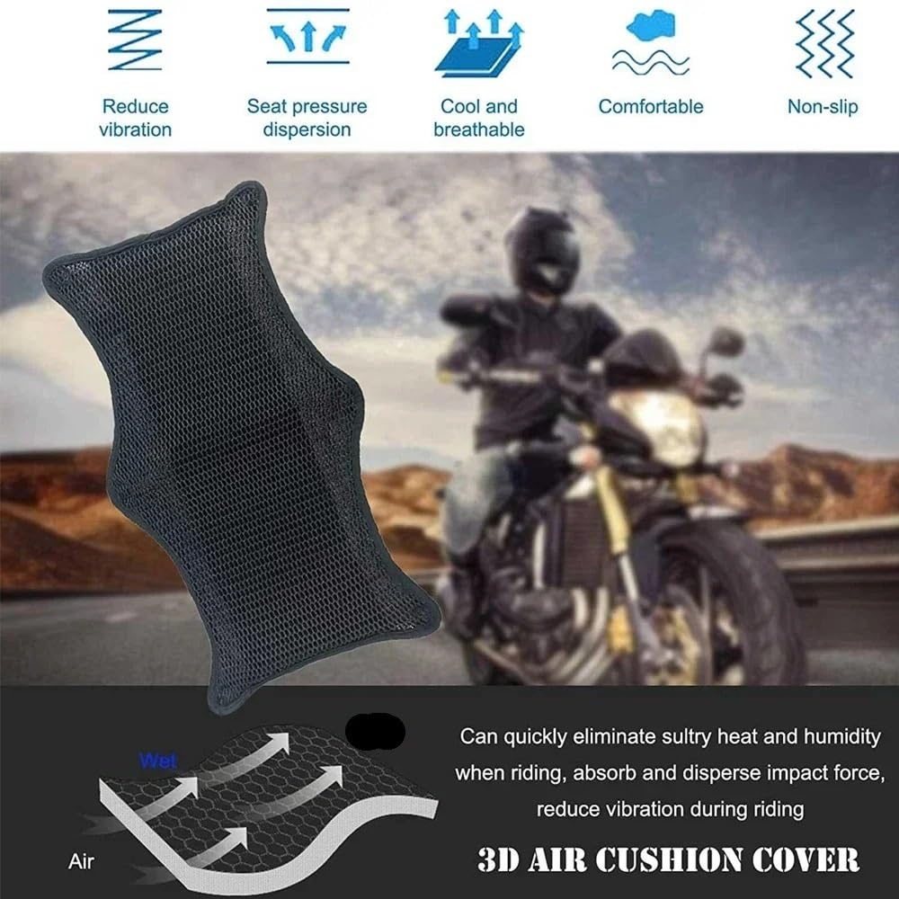telo Moto sella Cuscino per sella moto in rete 3D. Niente più fondoschiena sudati e appiccicosi. Coprisella moto traspirante che si raffredda