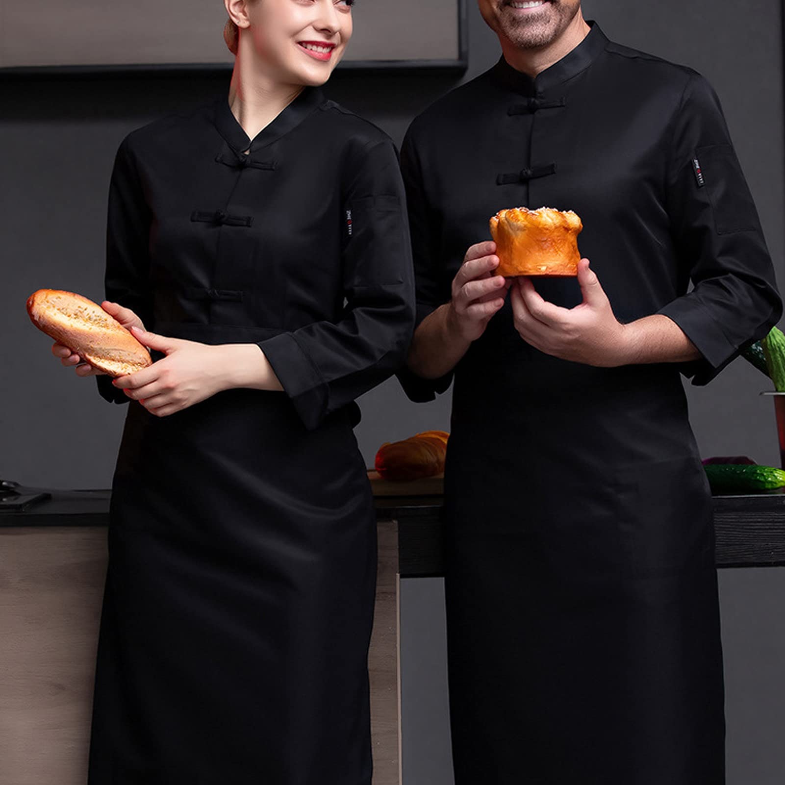 Giacca da Cuoco da Cucina per Uomo e Donna Uniforme da Cuoco Unisex Manica Lunga, Cucina da Cucina Giacche da Cuoco Ristorante Catering Camicia Mensa Ristorante Cappotto da Cuoco Servizio di Ristora