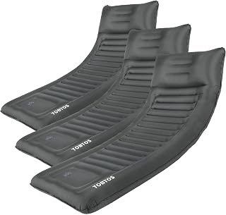 TOBTOS Inflatable Camping Sleeping Pad with Pillow, Thick 6 Inch Ultralight Sleeping Pad with Built-in Pump, Lightweight Sleeping Mat for Camping, Backpacking, Hiking, Tent (Grey) (Pack of 3)