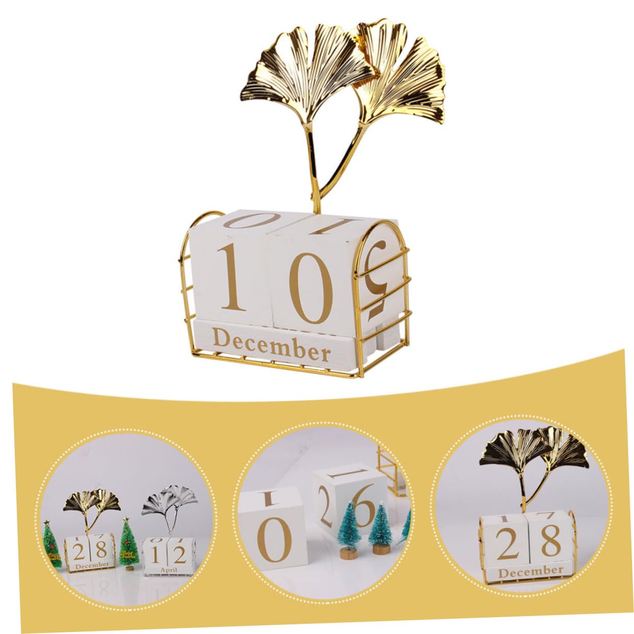 5 Pz Calendario da tavolo con foglie di ginkgo decorazioni per la casa calendario dei blocchi di Natale agenda scrivania regalini natale calendario a blocchi per scrivania Di legno