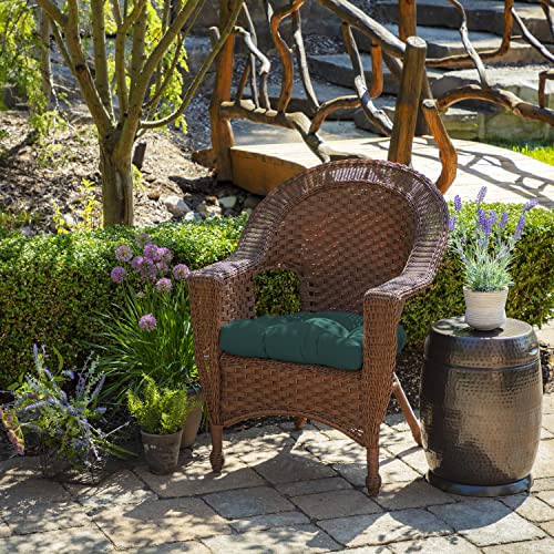 Image of Arden Indoor /Outdoor Rocking Chair Or Wicker Chair Cushion, 2-Pack, 20 x 18, Water Repellent, Rain Proof, Fade Resistant Cushion for Rocking Or Rounded Back Chair Peacock Blue Green Texture