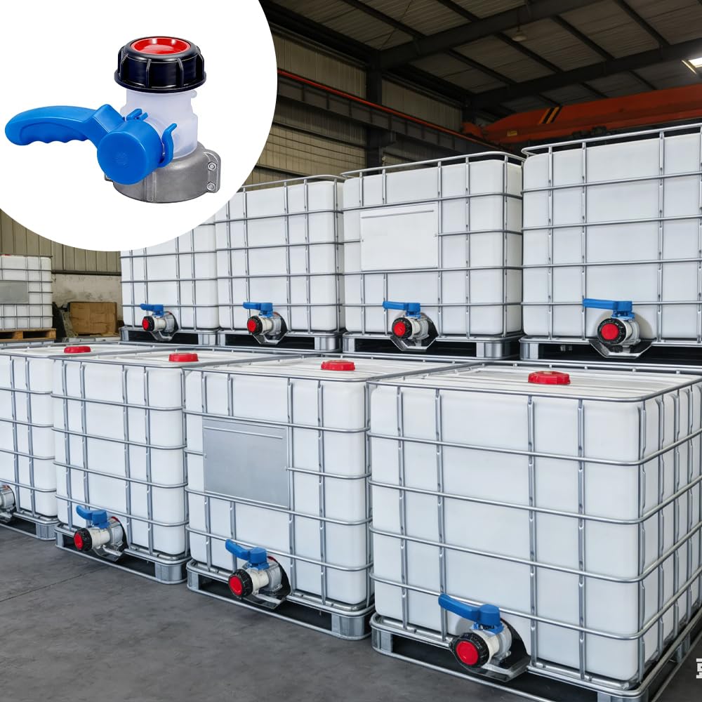 IBC Adattatore Valvola a Sfera, Adattatore Universale per Serbatoio Dell'acqua 1000L, DN50 75 mm, Valvola di Scarico in Lega di Alluminio, Accessorio Serbatoio IBC