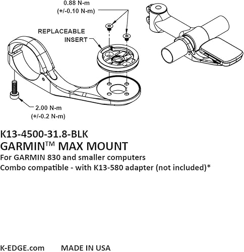 Miniatura 9 de K-EDGE Garmin Max XL Combo Mount, 1.252in