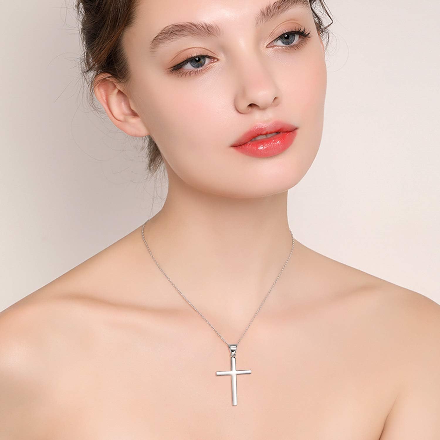 POPLYKE Cross Necklace 925 Sterling Silver Cross Pendant for Men Women - Image 3