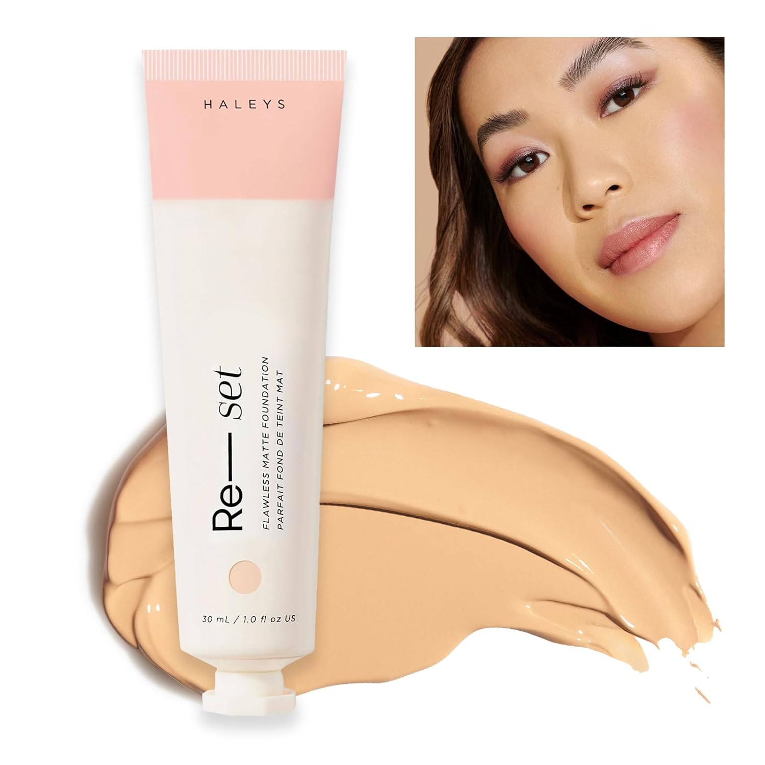 HALEYS Re-set Full Coverage Matte Foundation, VEGAN + CRUELTY-FREE, Oil-Free Liquid Foundation with Double-Dose Pigments for Long-Lasting, Smooth, Natural Finish for Sensitive, Acne-Prone Skin (2.5)