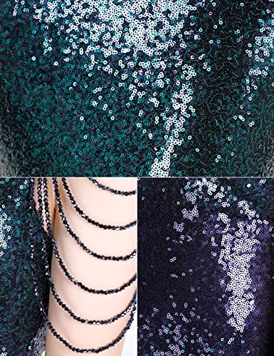 Image of Women 1920s Plus Size Formal Dress Tassels Sleeve Sequins Gatsby Maxi Evening Gown