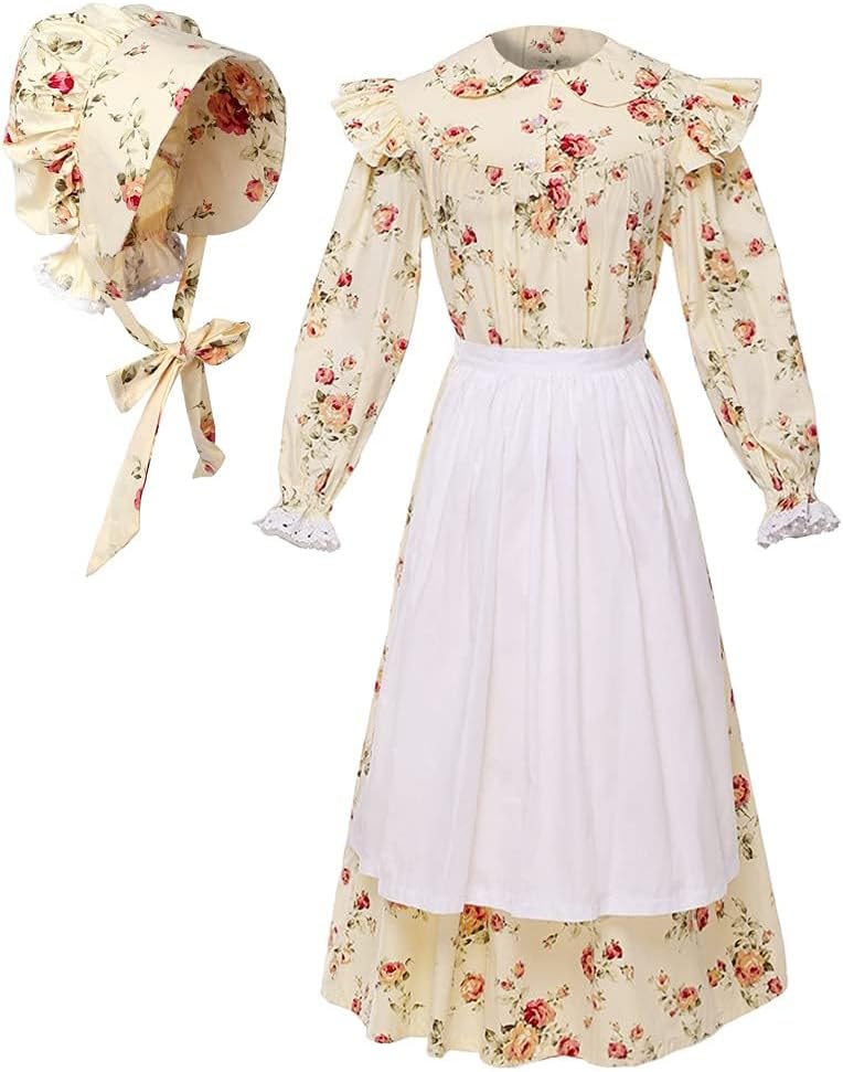 GRACEART Victorian Costume School Pioneer Colonial Outfit Prairie Dress 99.99% Cotton