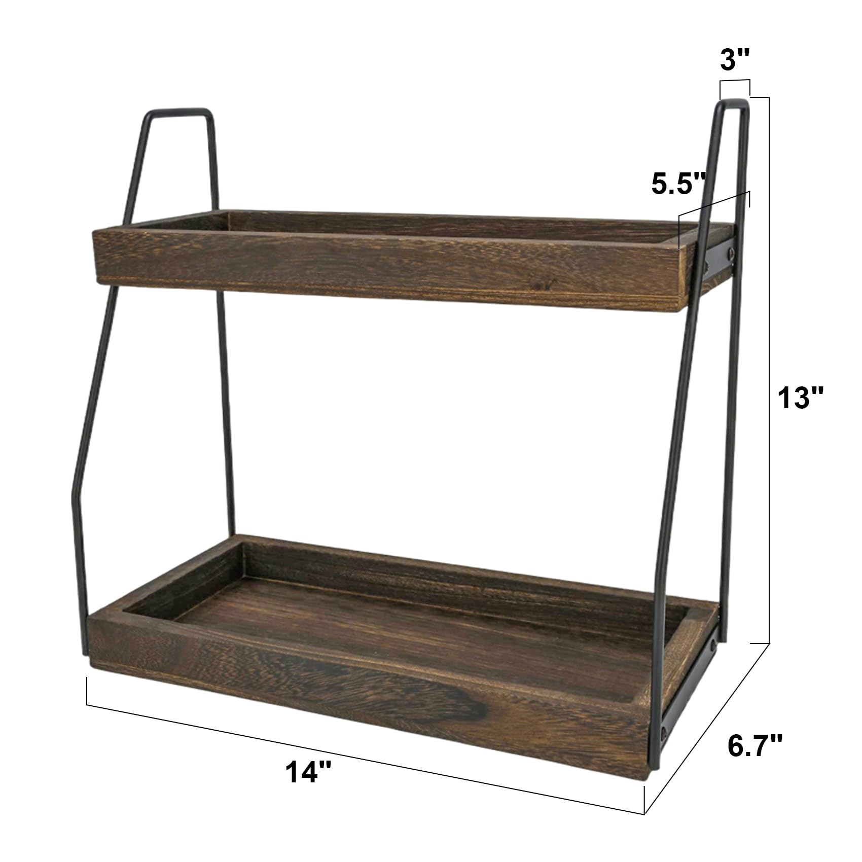 XUDREZ Kaffee Organizer, 2-stöckig Kaffeebar Zubehör Organizer Holz kaffeestation tassenregal, Küchenorganizer Gewürzregal Holz Gewürzaufbewahrung für Küche, Zuhause, Büro
